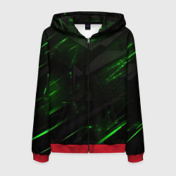 Мужская толстовка на молнии Dark black green abstract