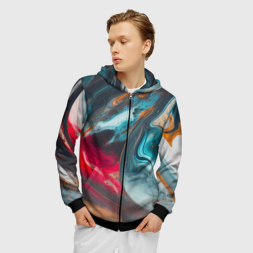 Мужская толстовка на молнии Палитра масло / 3D-Черный – фото 3