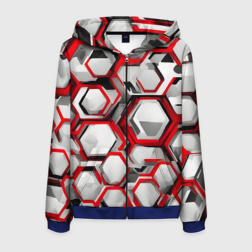 Мужская толстовка на молнии Кибер Hexagon Красный / 3D-Синий – фото 1