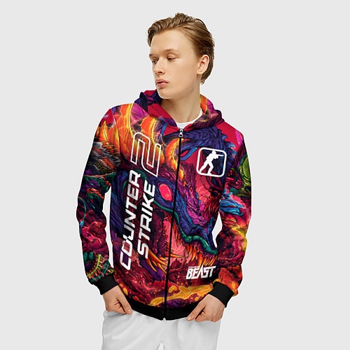 Мужская толстовка на молнии CS 2 hyper beast / 3D-Черный – фото 3