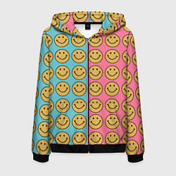 Толстовка 3D на молнии мужская Smiley, цвет: 3D-черный