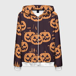 Мужская толстовка на молнии Фонарь джек в грандж стиле halloween тыква cartoon