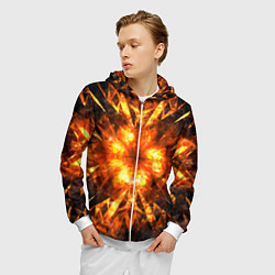 Толстовка 3D на молнии мужская Fire abstract, цвет: 3D-белый — фото 2