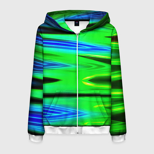 Мужская толстовка на молнии Green blut geometry / 3D-Белый – фото 1