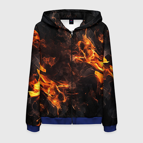 Мужская толстовка на молнии Огонь и дым / 3D-Синий – фото 1