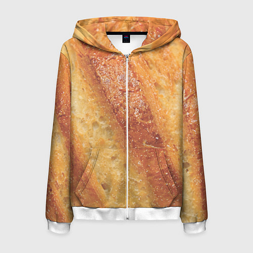 Мужская толстовка на молнии Корочка батона / 3D-Белый – фото 1