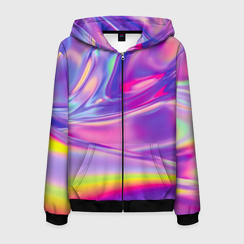 Мужская толстовка на молнии Радужное северное сияние / 3D-Черный – фото 1