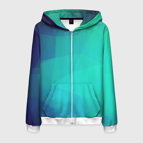 Мужская толстовка на молнии Голубые грани / 3D-Белый – фото 1
