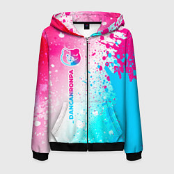 Мужская толстовка на молнии Danganronpa neon gradient style: по-вертикали