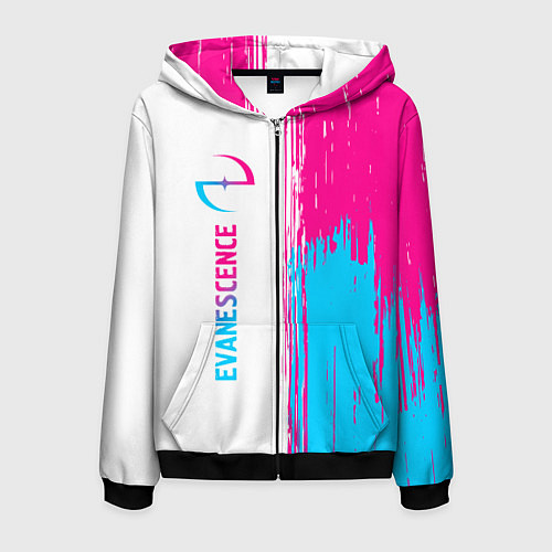 Мужская толстовка на молнии Evanescence neon gradient style: по-вертикали / 3D-Черный – фото 1