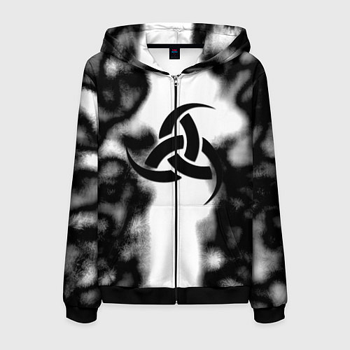 Мужская толстовка на молнии Скандинавский узор душа / 3D-Черный – фото 1