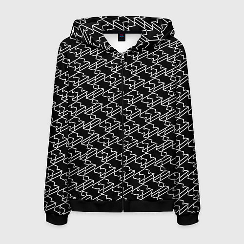 Мужская толстовка на молнии Киберпанк линии белые / 3D-Черный – фото 1