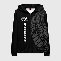 Толстовка 3D на молнии мужская Toyota speed на темном фоне со следами шин: по-вер, цвет: 3D-черный