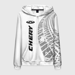 Толстовка 3D на молнии мужская Chery speed на светлом фоне со следами шин: по-вер, цвет: 3D-белый