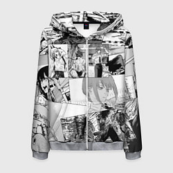 Толстовка 3D на молнии мужская Человек Бензопила манга, цвет: 3D-меланж