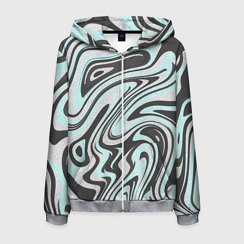 Мужская толстовка на молнии Абстракция серо-голубой текстурный / 3D-Меланж – фото 1