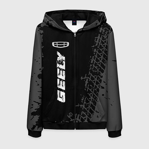 Мужская толстовка на молнии Geely speed на темном фоне со следами шин: по-верт / 3D-Черный – фото 1