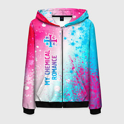 Мужская толстовка на молнии My Chemical Romance neon gradient style: по-вертик