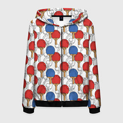 Толстовка 3D на молнии мужская Настольный теннис - ракетки, цвет: 3D-черный