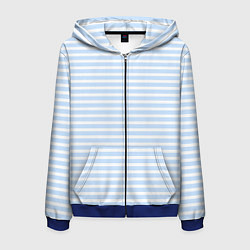 Толстовка 3D на молнии мужская Полосатый морской стиль, цвет: 3D-синий