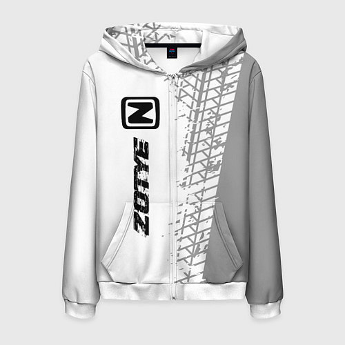 Мужская толстовка на молнии Zotye speed на светлом фоне со следами шин: по-вер / 3D-Белый – фото 1