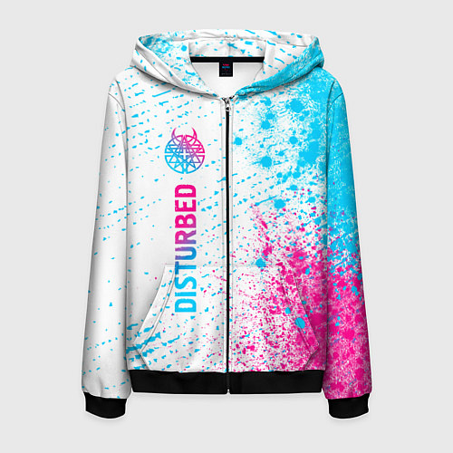 Мужская толстовка на молнии Disturbed neon gradient style: по-вертикали / 3D-Черный – фото 1