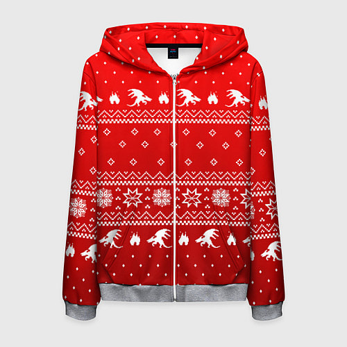 Мужская толстовка на молнии Свитер с драконами - паттерн / 3D-Меланж – фото 1