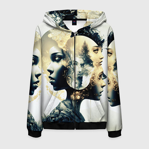 Мужская толстовка на молнии Игра разума в стиле абстрактный экспрессионизм / 3D-Черный – фото 1