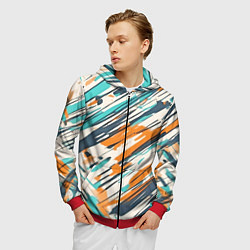 Толстовка 3D на молнии мужская Абстракция разноцветная, цвет: 3D-красный — фото 2