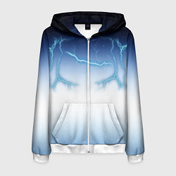 Толстовка 3D на молнии мужская Молниеносный разряд, цвет: 3D-белый