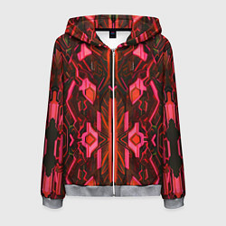 Толстовка 3D на молнии мужская Киберпанк неоновая броня красная, цвет: 3D-меланж