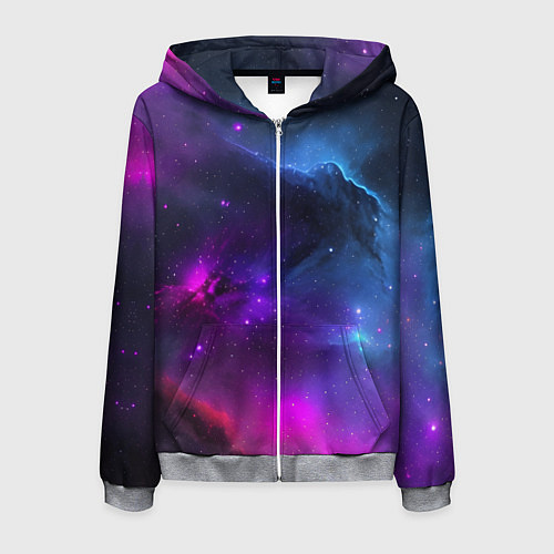 Мужская толстовка на молнии Бескрайний космос фиолетовый / 3D-Меланж – фото 1