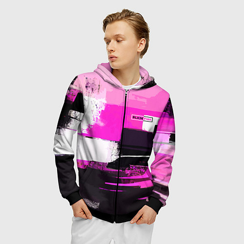 Мужская толстовка на молнии Black pink - girl-group - South Korea / 3D-Черный – фото 3