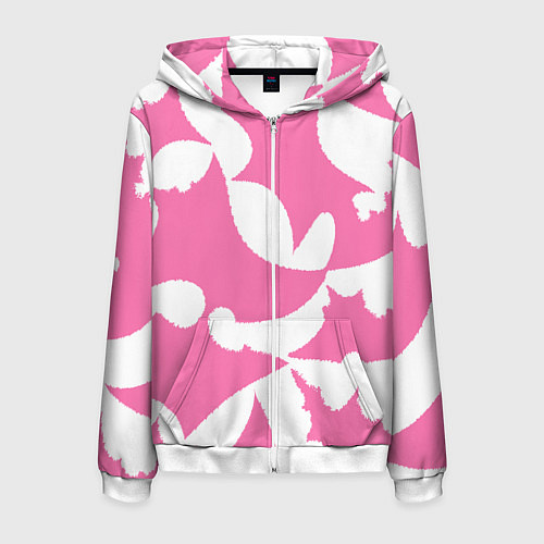 Мужская толстовка на молнии Бело-розовая абстрактная композиция / 3D-Белый – фото 1
