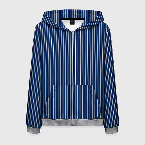 Мужская толстовка на молнии Строгий синий в полоску / 3D-Меланж – фото 1