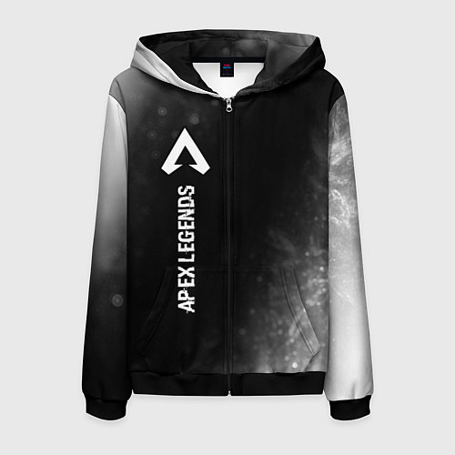 Мужская толстовка на молнии Apex Legends glitch на темном фоне по-вертикали / 3D-Черный – фото 1