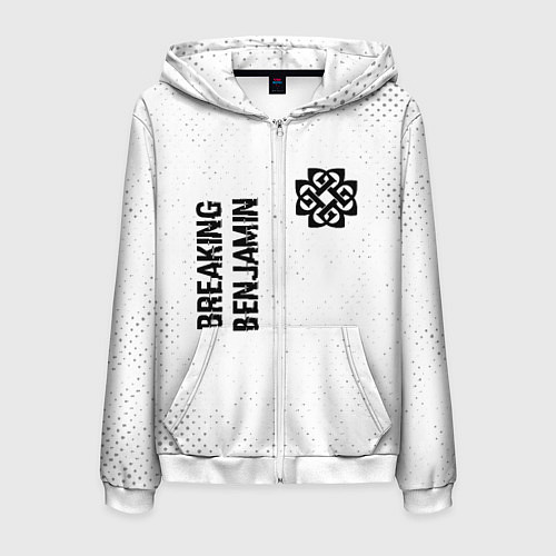 Мужская толстовка на молнии Breaking Benjamin glitch на светлом фоне вертикаль / 3D-Белый – фото 1