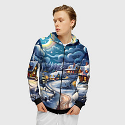 Толстовка 3D на молнии мужская Новогоднее настроение, цвет: 3D-черный — фото 2