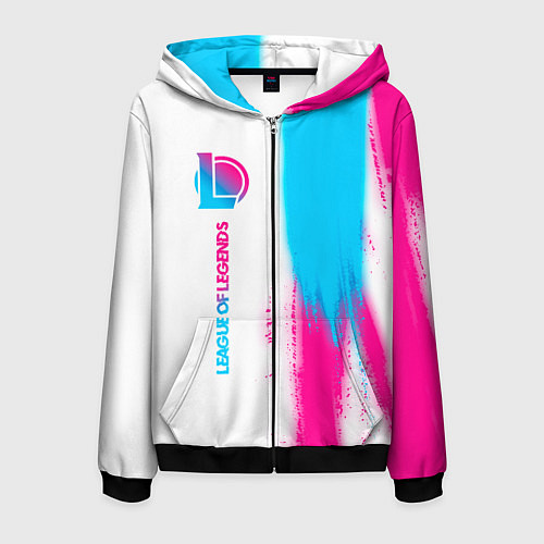 Мужская толстовка на молнии League of Legends neon gradient style по-вертикали / 3D-Черный – фото 1