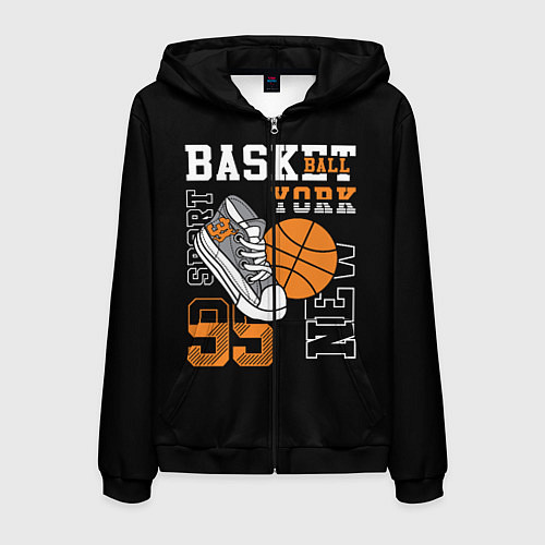Мужская толстовка на молнии Basketball New York / 3D-Черный – фото 1