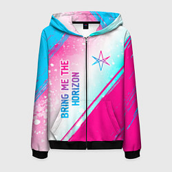 Толстовка 3D на молнии мужская Bring Me the Horizon neon gradient style вертикаль, цвет: 3D-черный