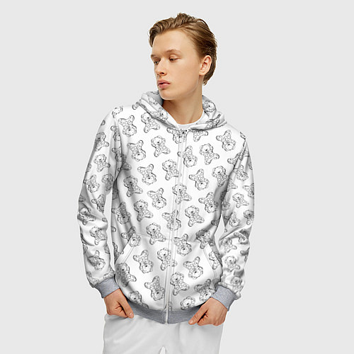 Мужская толстовка на молнии Сончас у мишек - принт раскраска / 3D-Меланж – фото 3