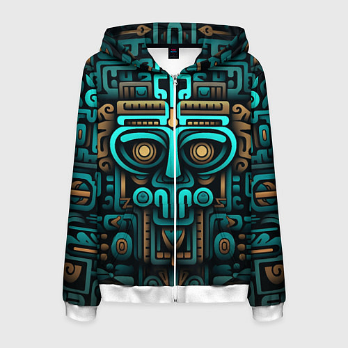 Мужская толстовка на молнии Орнамент в ацтекском стиле / 3D-Белый – фото 1