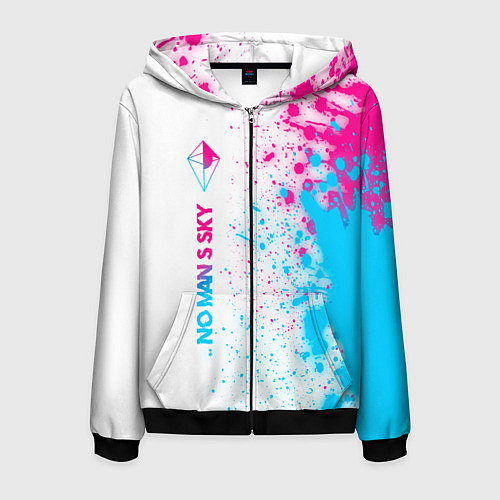 Мужская толстовка на молнии No Mans Sky neon gradient style по-вертикали / 3D-Черный – фото 1