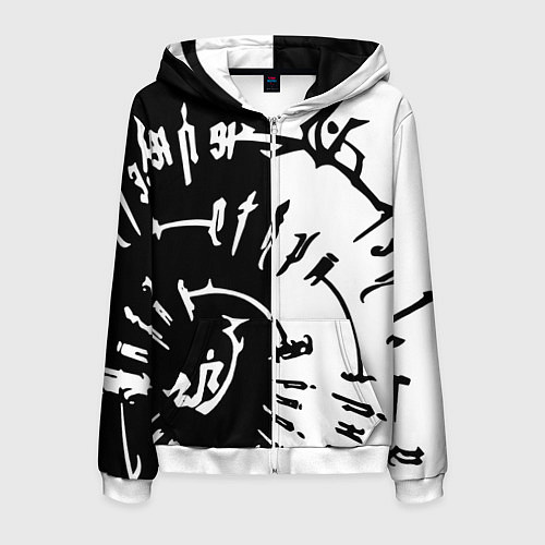 Мужская толстовка на молнии Астарион - знак на спине чб / 3D-Белый – фото 1