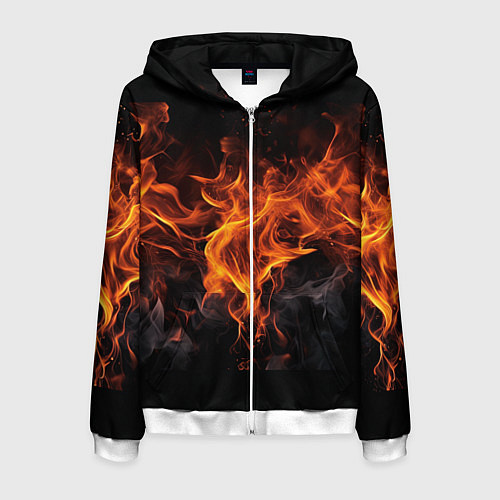 Мужская толстовка на молнии Огонь и дым / 3D-Белый – фото 1