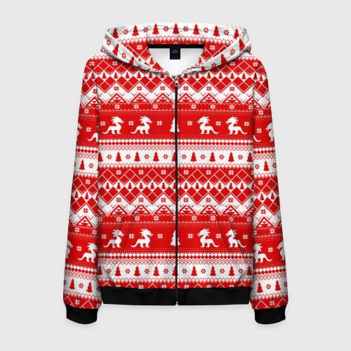 Мужская толстовка на молнии Новогодние драконы / 3D-Черный – фото 1