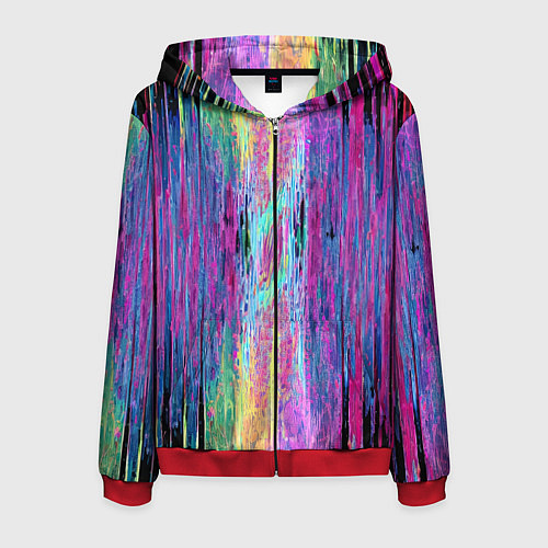 Мужская толстовка на молнии Размазанная краска / 3D-Красный – фото 1