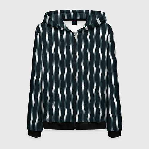 Мужская толстовка на молнии Переливающиеся волны тёмно-зелёный / 3D-Черный – фото 1