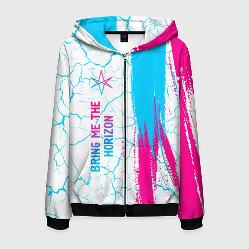 Мужская толстовка на молнии Bring Me the Horizon neon gradient style по-вертик / 3D-Черный – фото 1